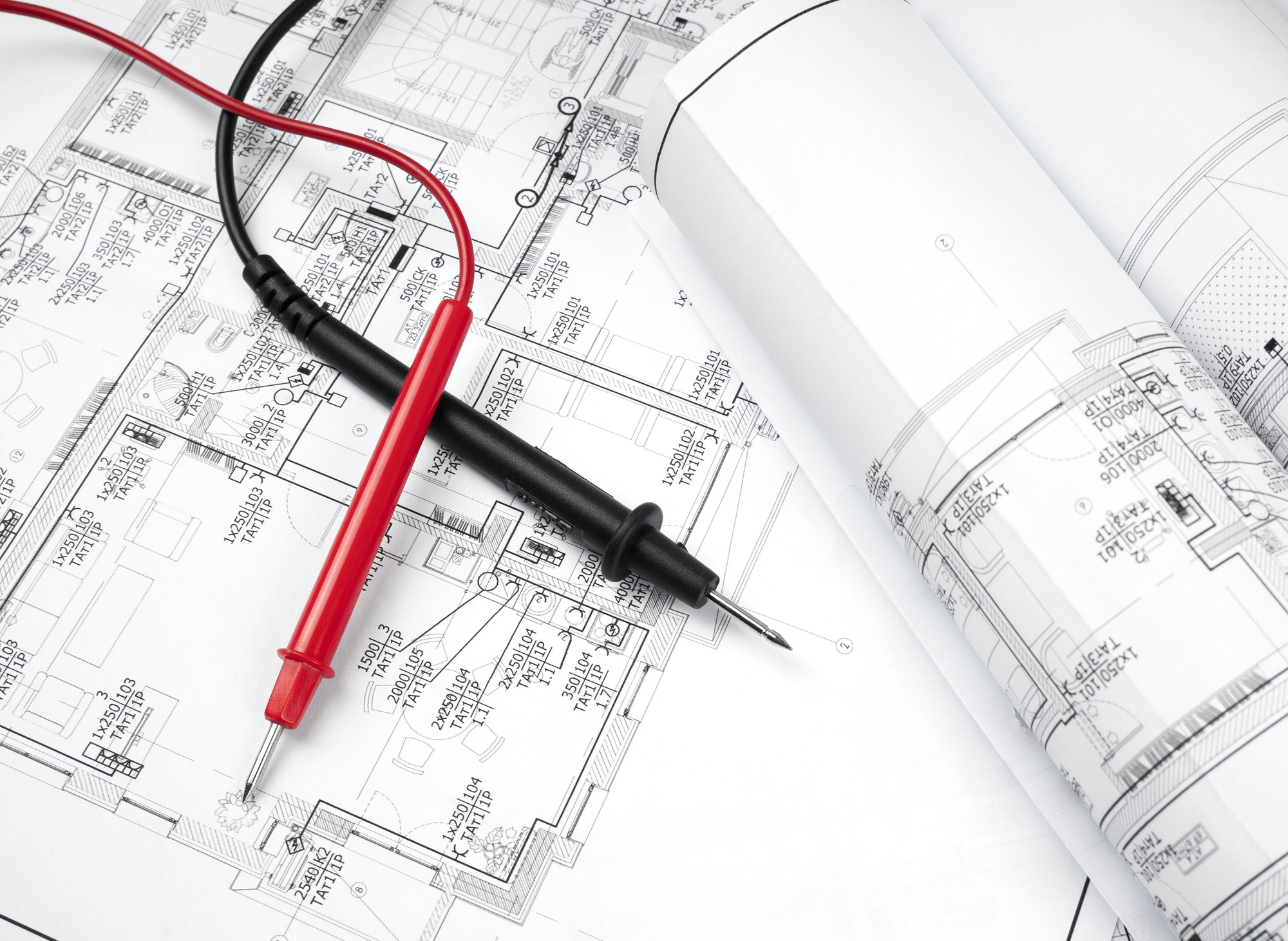 The plan of electrical installation with multimeter